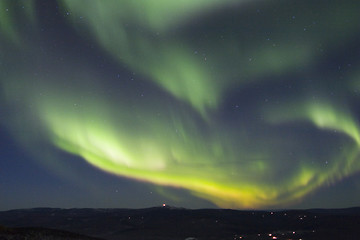 Image showing Rapidly growing arc of aurora borealis