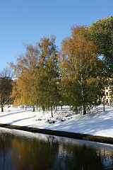 Image showing Riverbank and white snow