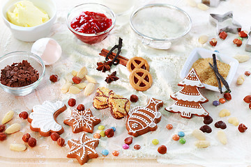 Image showing Baking ingredients for cookies and gingerbread