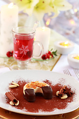 Image showing Dessert for Christmas with mulled wine