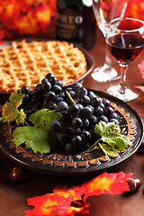 Image showing Fresh grapes and glass of wine