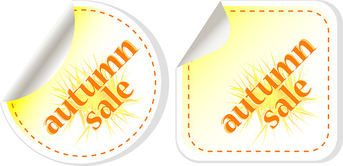 Image showing autumn sale stickers set. vector