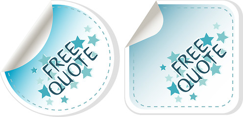 Image showing free quote blue sticker icon button sign. vector