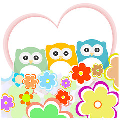 Image showing floral greeting card with owls