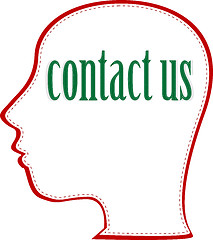 Image showing Human head with word Contact Us. vector