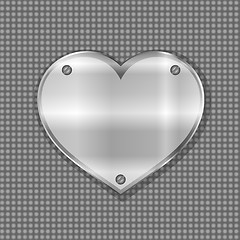 Image showing metal heart label on steel background