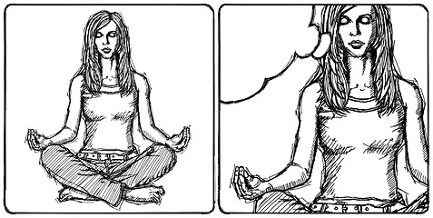 Image showing Sketch woman meditation in lotus pose