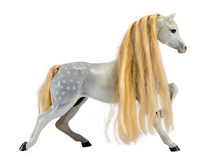 Image showing White statue horse blonde mane isolated on white 