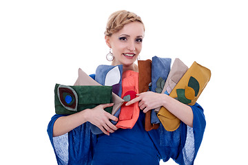 Image showing woman with a purse collection