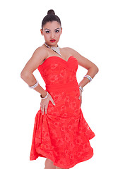 Image showing pretty latino girl in red dress