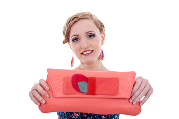 Image showing woman presenting a purse