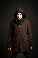 Image showing man wearing a hooded coat