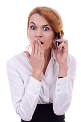 Image showing stressed business woman on phone