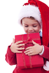 Image showing Boy holding a christmas gift