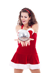 Image showing santa woman with disco ball