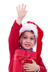 Image showing Christmas boy and present 