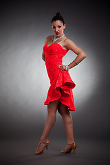 Image showing glamorous girl with red dress