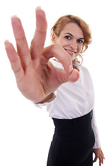 Image showing business woman showing ok sign