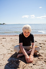 Image showing Boy on the beach