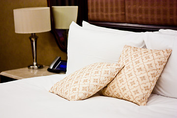 Image showing Pillows in Hotel bedroom