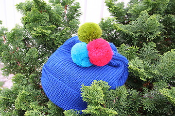 Image showing Blue cap with tassels