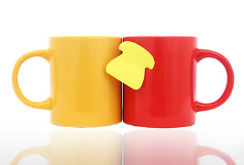 Image showing Mugs and Note