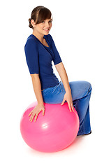 Image showing Exercises on a gymnastic ball