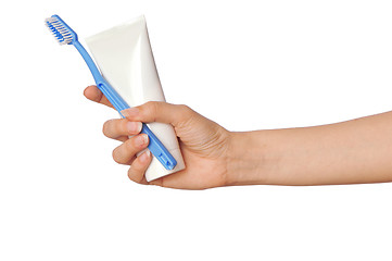 Image showing Toothpaste and toothbrush