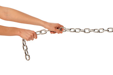 Image showing a long heavy metal chain