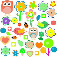 Image showing animals and nature design elements. vector retro background