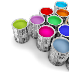 Image showing cans with colorful paints