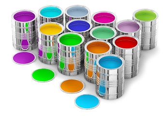 Image showing colorful paints in the cans