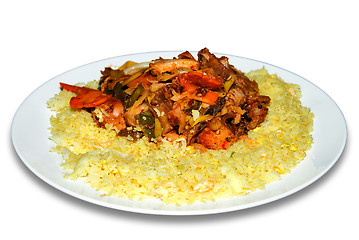 Image showing Rice with spicy meat
