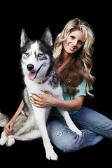 Image showing Woman With American Husky