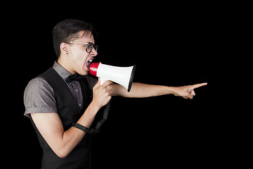 Image showing Man Shouting in Megaphone