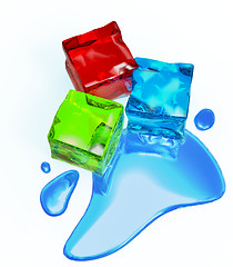 Image showing Different colored cube jellies and ice