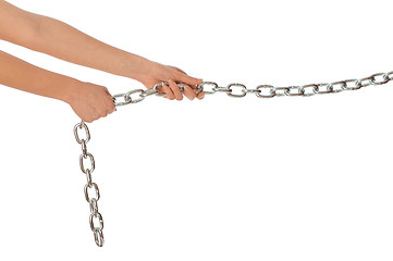 Image showing a long heavy metal chain