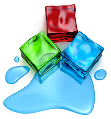 Image showing Different colored cube jellies and ice