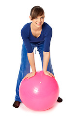 Image showing Exercises on a gymnastic ball