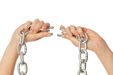 Image showing tearing a heavy chain