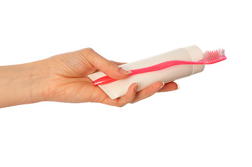 Image showing Toothpaste and toothbrush