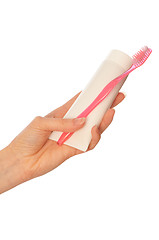 Image showing Toothpaste and toothbrush