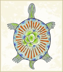Image showing Abstract turtle vector symbol. Illustration a turtle in ethnic style.