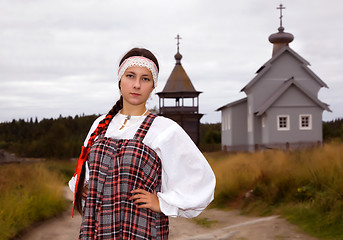 Image showing Russian girl in national dress 