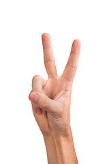 Image showing Hand with two fingers up in the peace or victory symbol