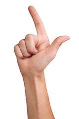 Image showing Pointing hand (or shooting or aiming) isolated on white