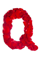 Image showing Letter Q made from red petals rose on white