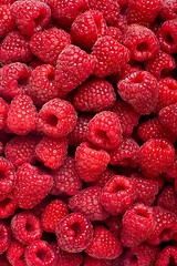 Image showing Ripe rasberry fruit horizontal close up background.