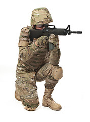 Image showing Modern soldier with rifle 