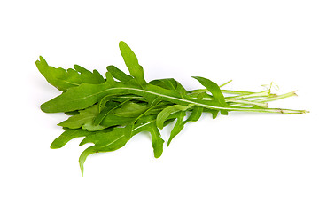 Image showing Arugula/rucola  fresh heap leaf on white